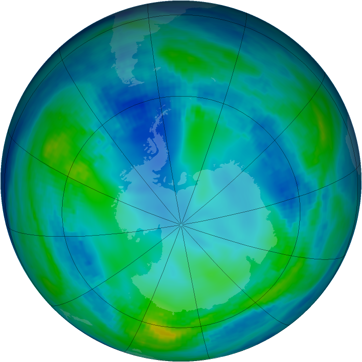Antarctic ozone map for 13 May 1993
